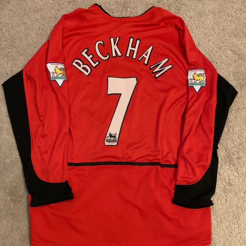 VTG RARE Manchester United #7 David Beckham Jersey XL Red PL Nike